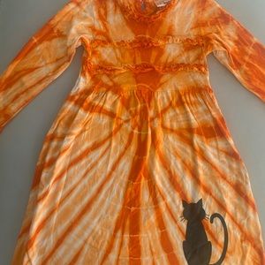 CWD Kids Tie Dyed Halloween Dress with Printed Black Cat Size 7/8